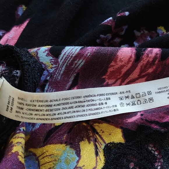 Free People Black Floral & Lace Marsha Slip Dress Festial Fairly Indie  Small - Picture 11 of 11